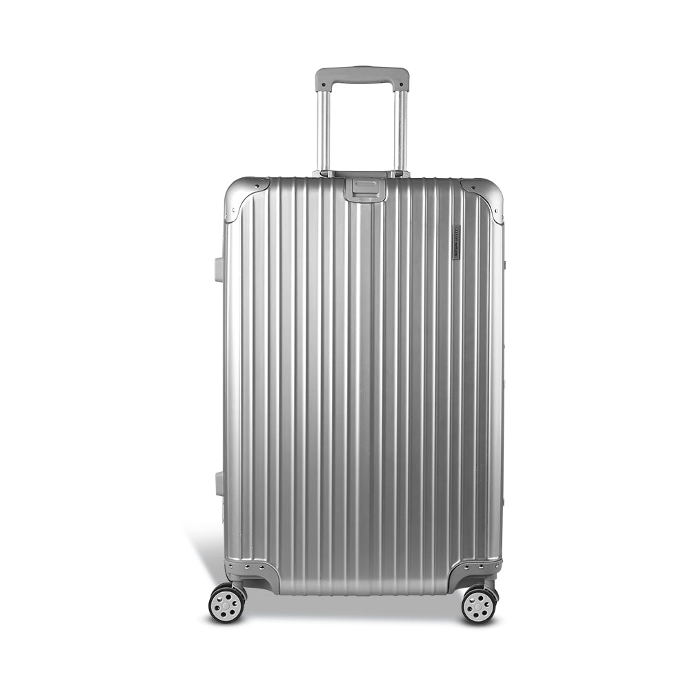 Wanderlite 28 Inch Luggage with TSA Lock Stainless�Steel�Wrapped�Corners Hard Shell Travel Suitcase Luggage Case Silver-Luggage-PEROZ Accessories