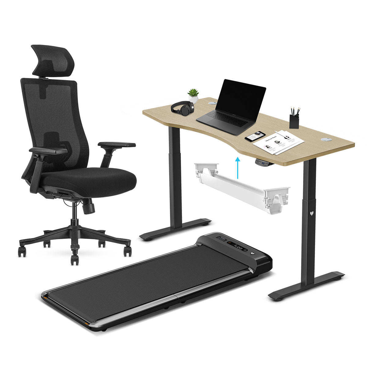 Lifespan Fitness WalkingPad M2 + ErgoDesk 1500mm Oak + Cable Management + DM9 Chair-Walking Pad-PEROZ Accessories