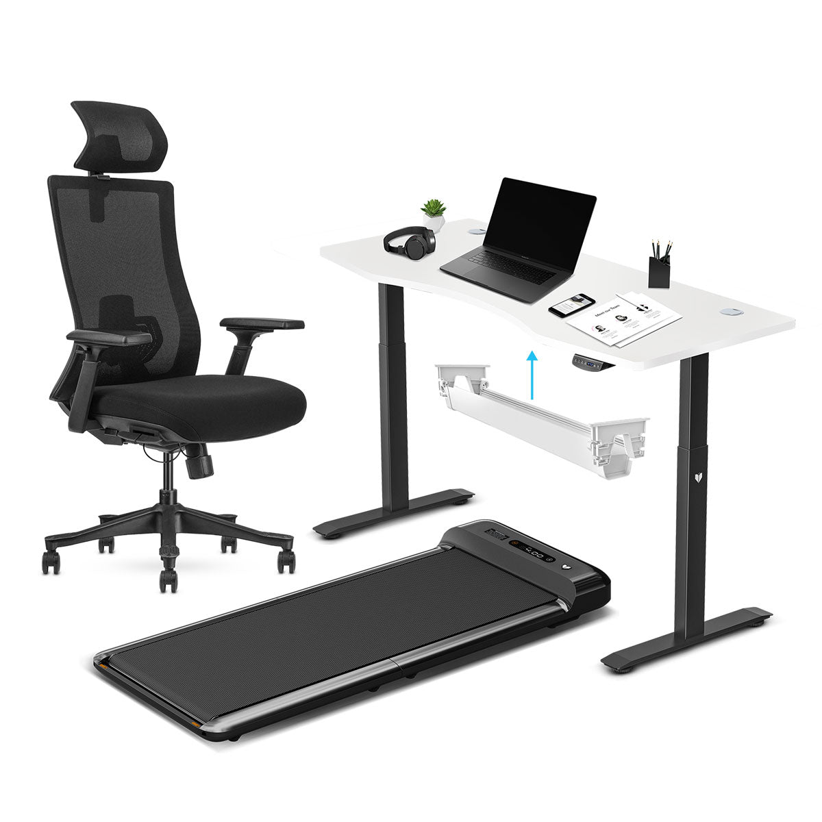 Lifespan Fitness WalkingPad M2 + ErgoDesk 1500mm White + Cable Management + DM9 Chair-Walking Pad-PEROZ Accessories