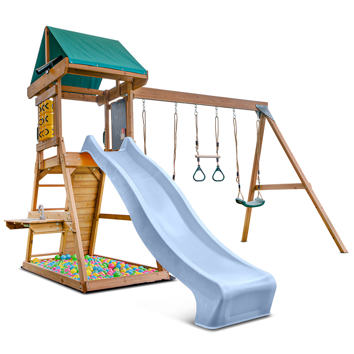 Lifespan Kids Birmingham Swing Set & Play Centre with 2.2m Slide (Pastel Blue)-Baby & Kids > Baby & Kid&