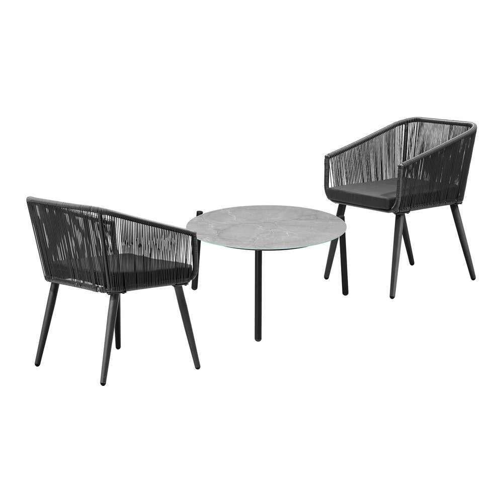 Livsip 3 Piece Outdoor Patio Set 70cm Table Polyester rope-Outdoor Patio Set-PEROZ Accessories