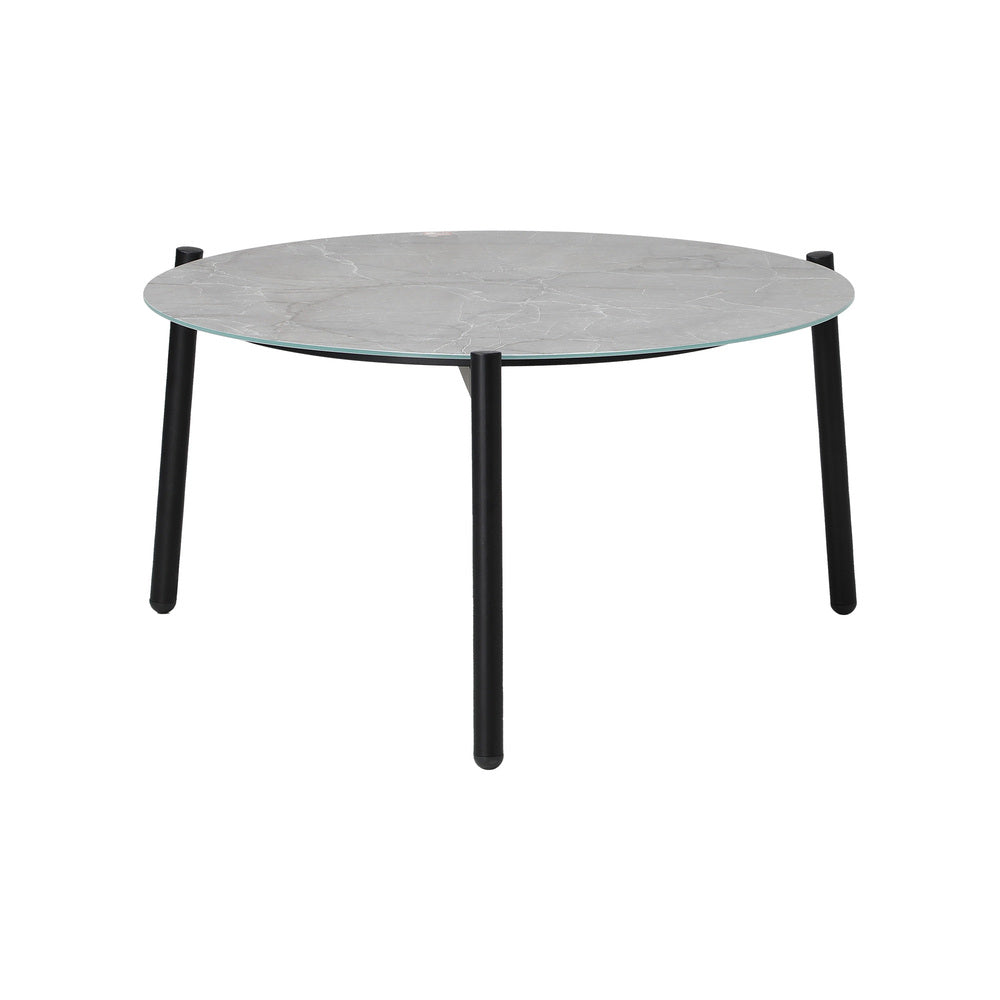 Livsip 3PC Outdoor Patio Set 70cm Table Grey and Black Armchairs-Outdoor Patio Set-PEROZ Accessories