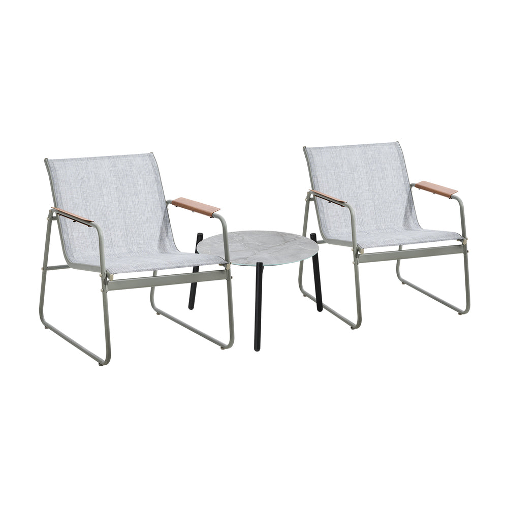 Livsip 3PCS Outdoor Bistro Set Patio Chair 50cm Coffee Table Textilene-Outdoor Patio Set-PEROZ Accessories