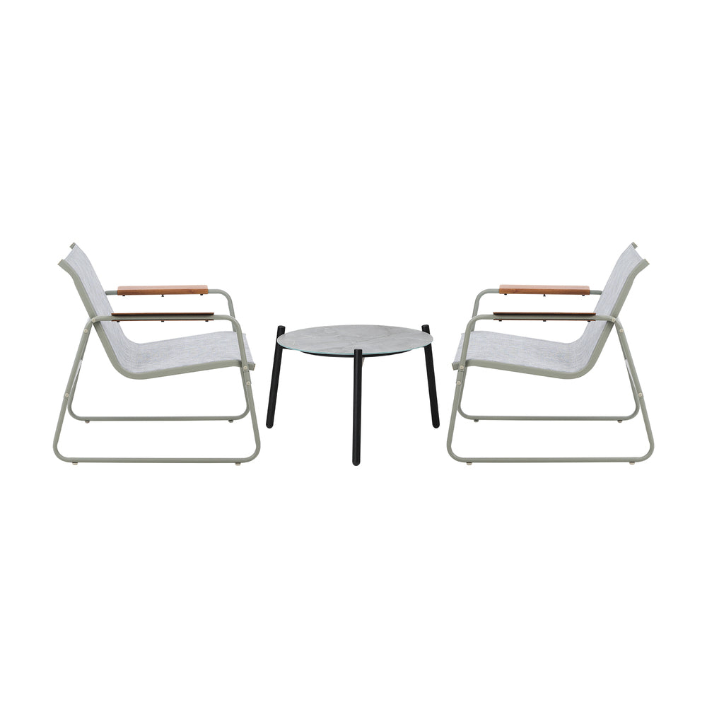 Livsip 3PCS Outdoor Bistro Set Patio Chair 50cm Coffee Table Textilene-Outdoor Patio Set-PEROZ Accessories