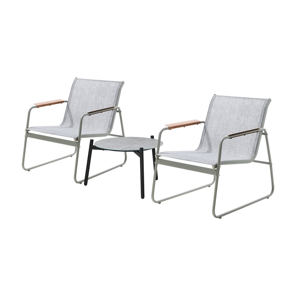 Livsip 3PCS Outdoor Bistro Set Patio Chair 50cm Coffee Table Textilene-Outdoor Patio Set-PEROZ Accessories
