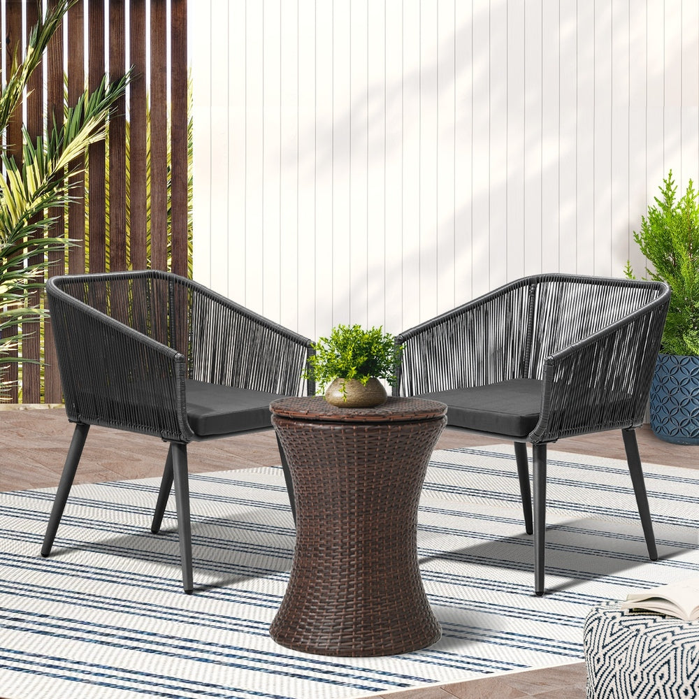 Livsip 3PCS Outdoor Lounge Setting Ice Bucket Brown Adjustable Table-Outdoor Patio Set-PEROZ Accessories