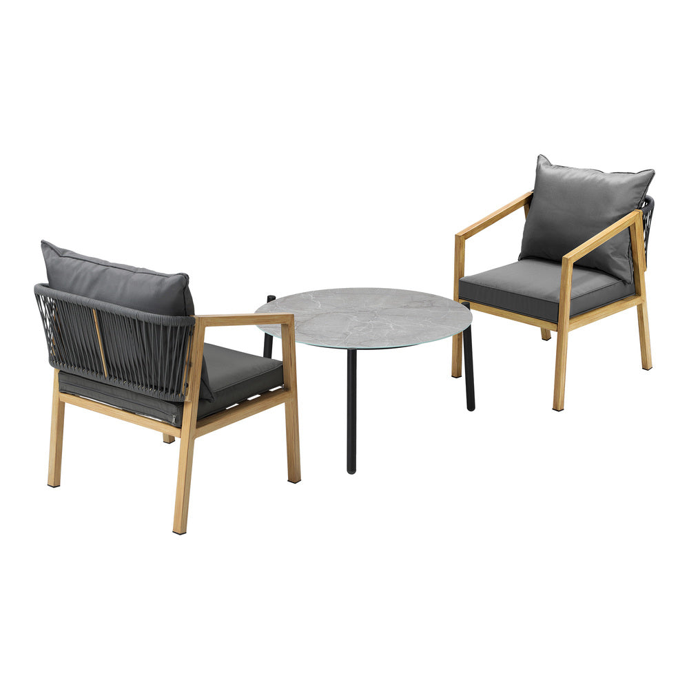Livsip 3PCS Outdoor Patio Set 70cm Coffee Table Natural Chairs-Outdoor Patio Set-PEROZ Accessories