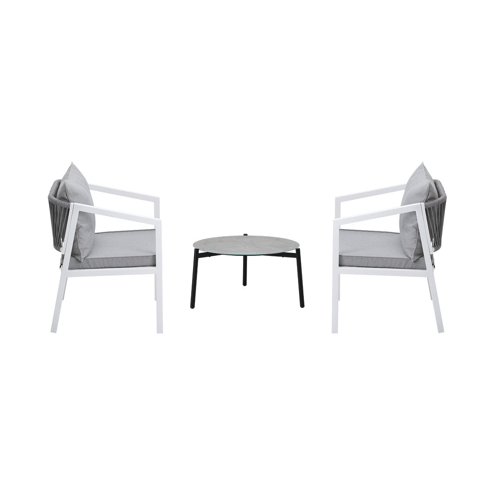 Livsip 3PCS Outdoor Patio Setting Grey 50cm Coffee Table-Outdoor Patio Set-PEROZ Accessories