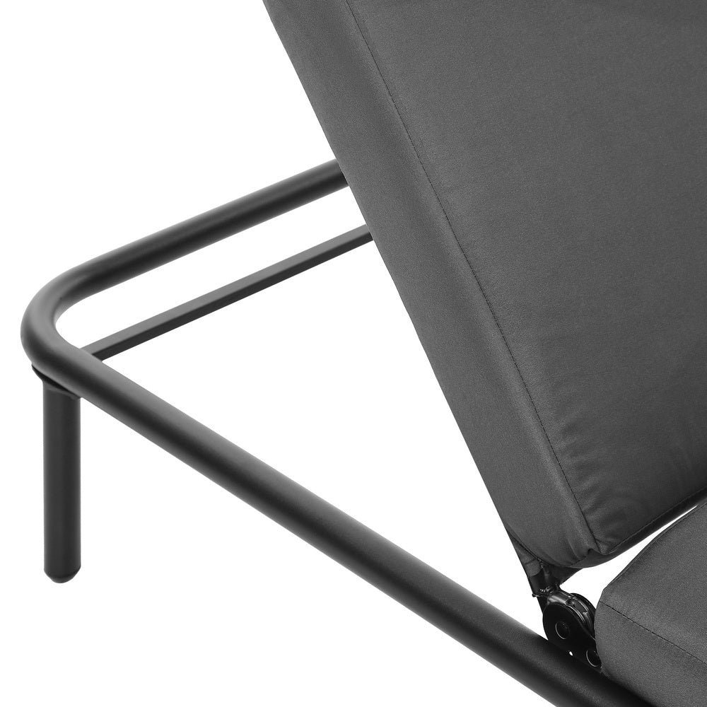 Livsip 3PCS Sun Lounge Outdoor Lounger Set Table Chairs Grey-Sun Lounge-PEROZ Accessories