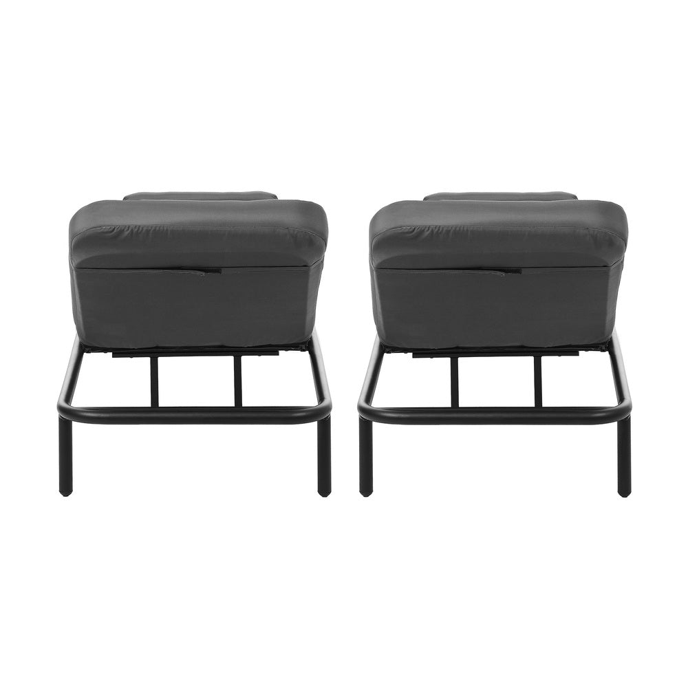 Livsip 3PCS Sun Lounge Outdoor Lounger Set Table Chairs Grey-Sun Lounge-PEROZ Accessories