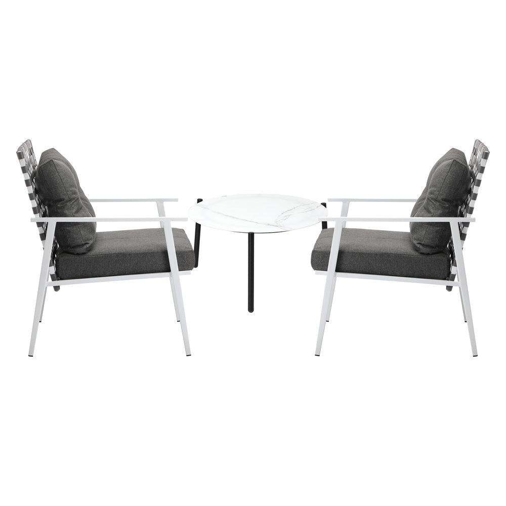Livsip 3pcs Outdoor Lounge Set 50CM Round Table Rattan Chairs-Outdoor Patio Set-PEROZ Accessories