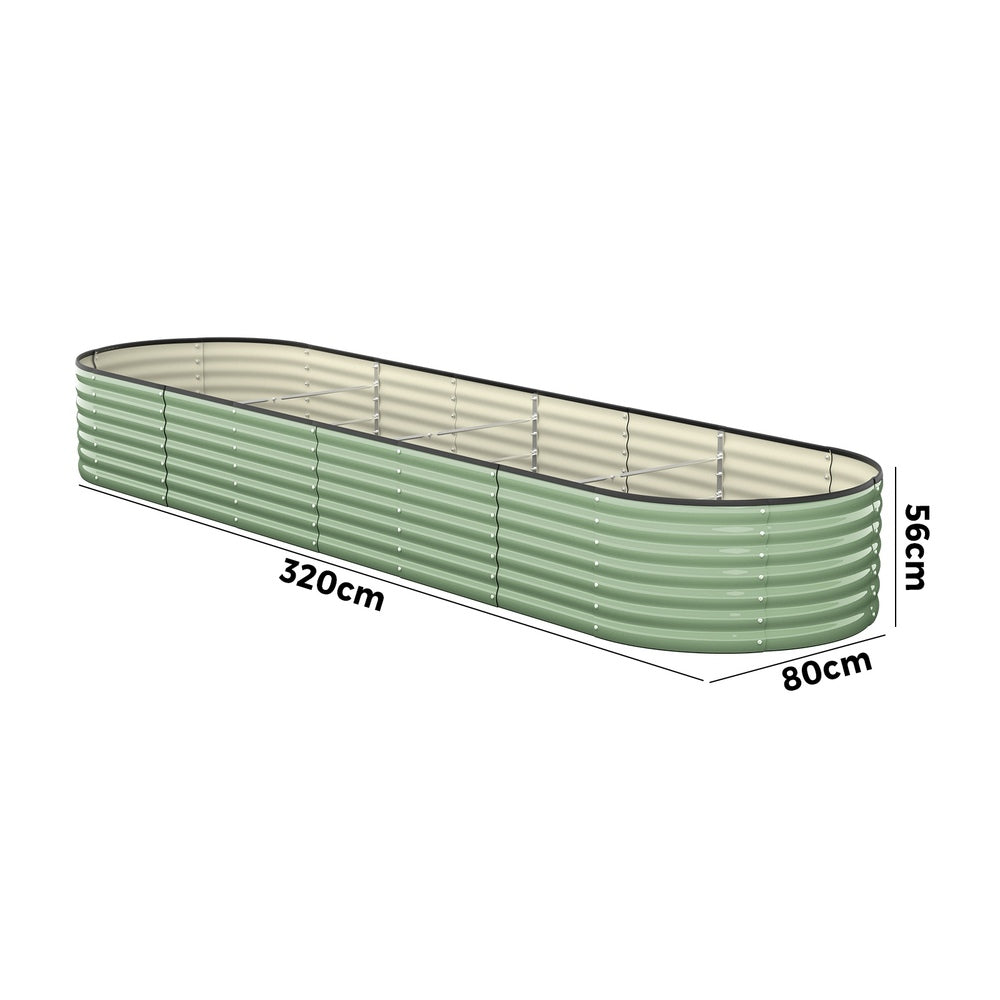 Livsip 3x Garden Bed 320x80x56cm Planter Box Raised Container Galvanised Green-Garden Bed-PEROZ Accessories