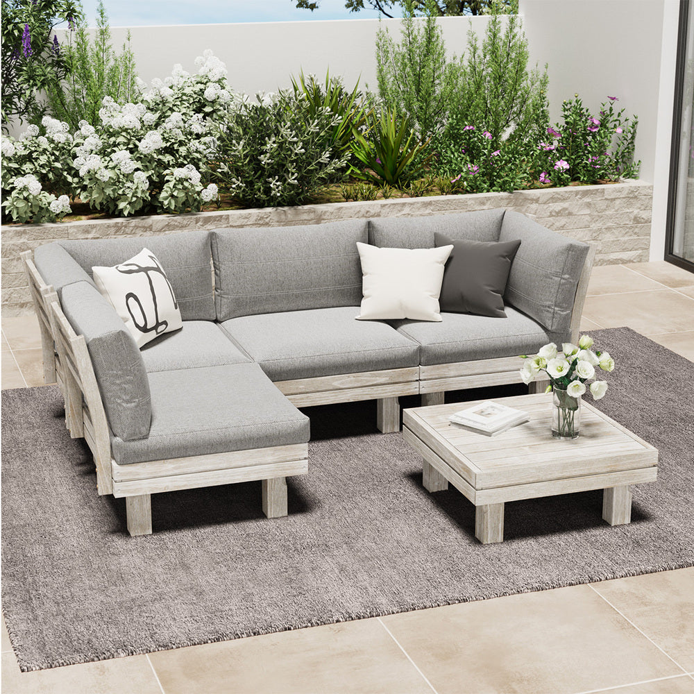 Livsip 4 Seater Outdoor Furniture Sofa Set Lounge Setting Garden-Outdoor Sofa Set-PEROZ Accessories
