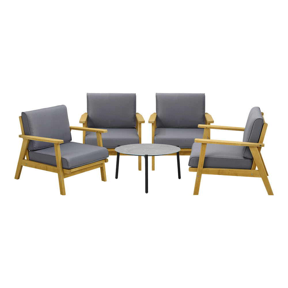 Livsip 4 Seater Outdoor Lounge Set 70cm Grey Coffee Side Table-Outdoor Patio Set-PEROZ Accessories