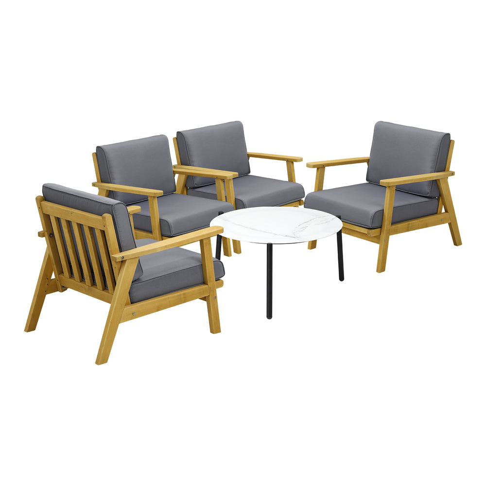 Livsip 4 Seater Outdoor Lounge Set 70cm White Coffee Side Table-Outdoor Patio Set-PEROZ Accessories