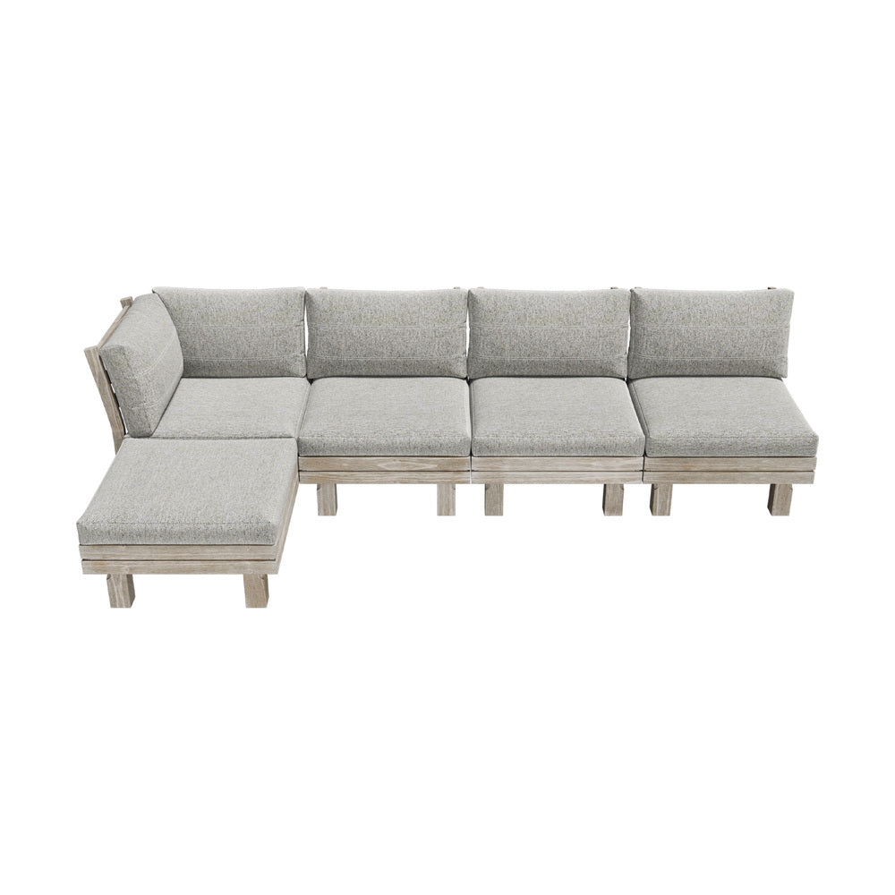 Livsip 5PCS Outdoor Furniture Sofa Set Wooden Lounge Setting-Outdoor Sofa Set-PEROZ Accessories
