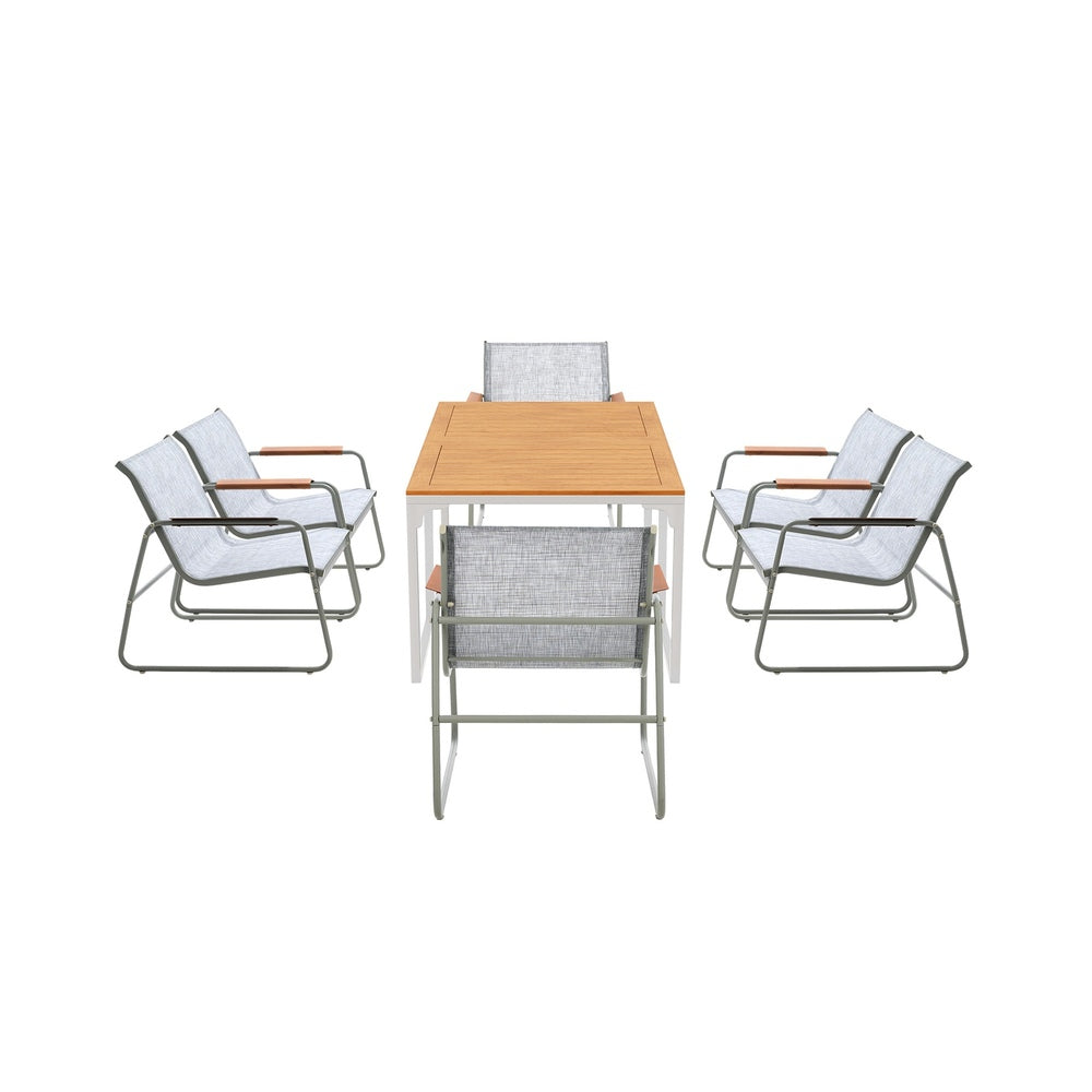 Livsip 6 Seater Outdoor Dining Set Patio Table Chairs Furniture-Outdoor Dining Set-PEROZ Accessories