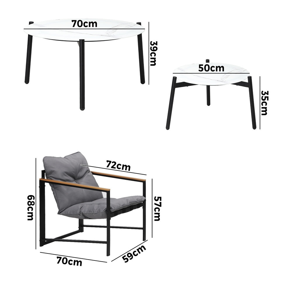 Livsip 6PC Outdoor Patio Set Round White Marble Table Sets with Chairs-Outdoor Patio Set-PEROZ Accessories