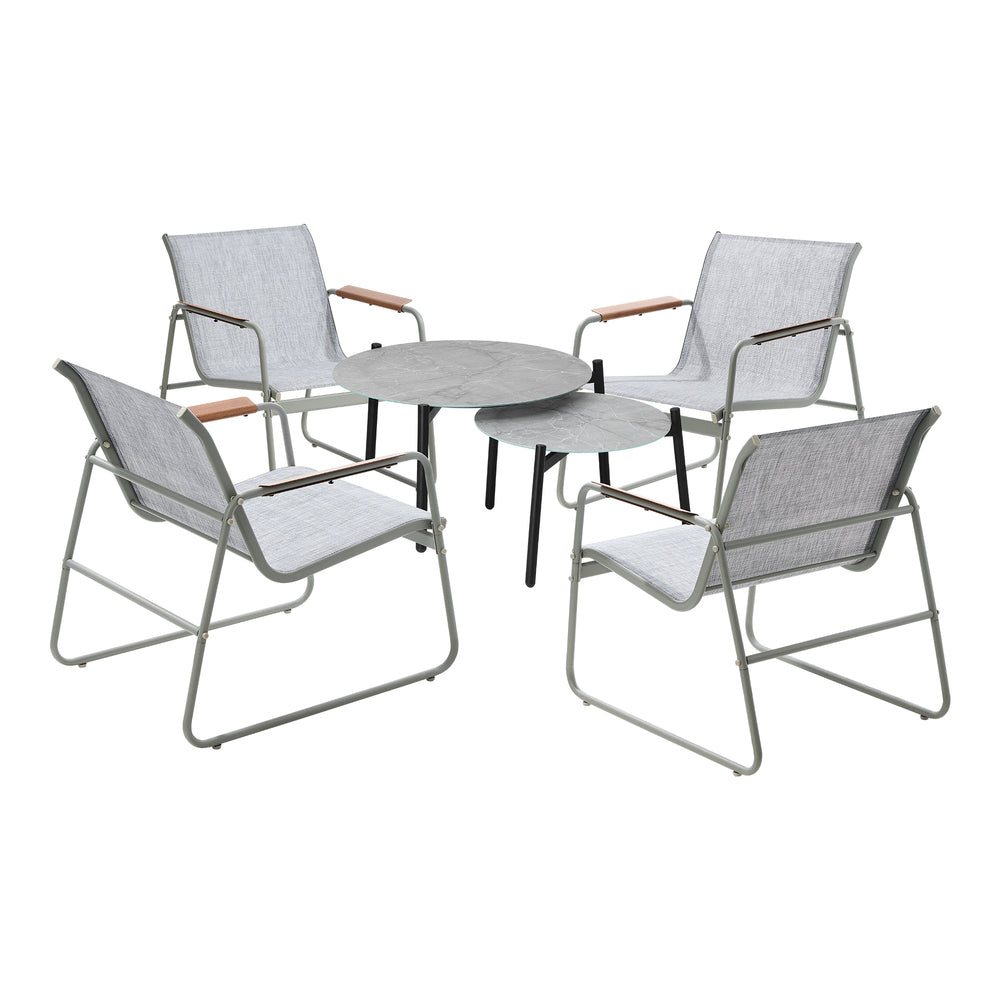 Livsip 6PCS Outdoor Patio Set 4x Chairs Coffee Table Set Textilene-Outdoor Patio Set-PEROZ Accessories