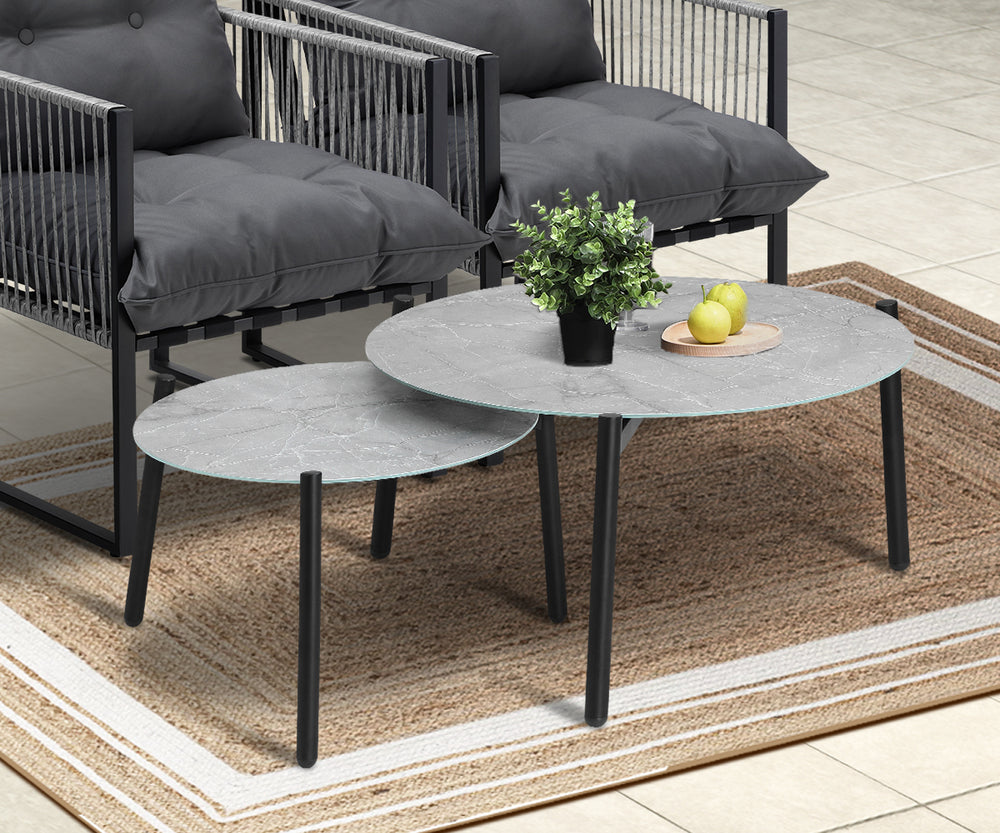 Livsip 6PCS Outdoor Patio Set Grey Coffee Table Set Lounge Chairs-Outdoor Patio Set-PEROZ Accessories