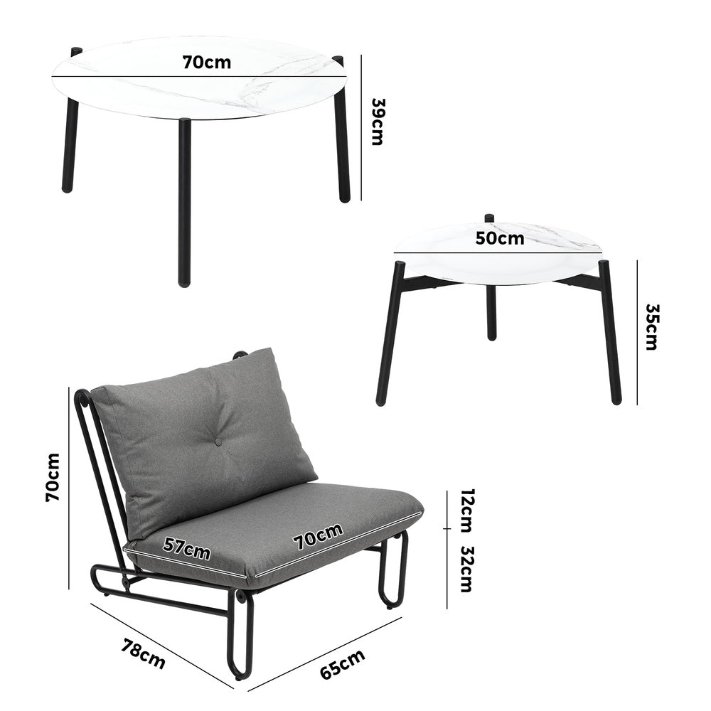 Livsip 8PCS Outdoor Sofa Set Nesting Coffee Table with Chairs Grey-Outdoor Sofa Set-PEROZ Accessories