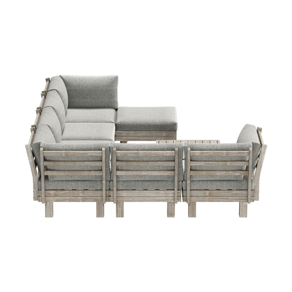 Livsip 8PCS Outdoor Sofa Set Wooden Lounge Setting Table Chair-Outdoor Sofa Set-PEROZ Accessories