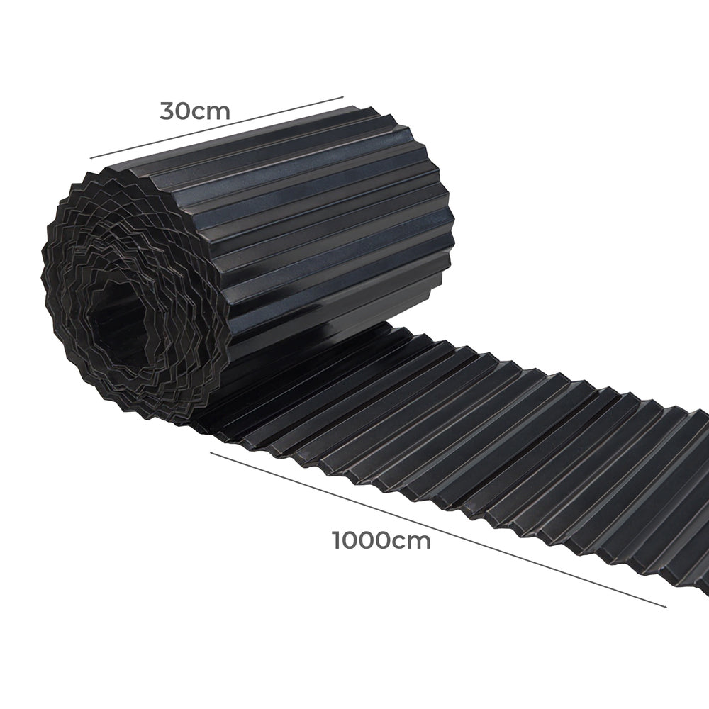 Livsip Garden Edging 10mx30cm Lawn Edge Border Fence Steel Black-Garden Bed-PEROZ Accessories