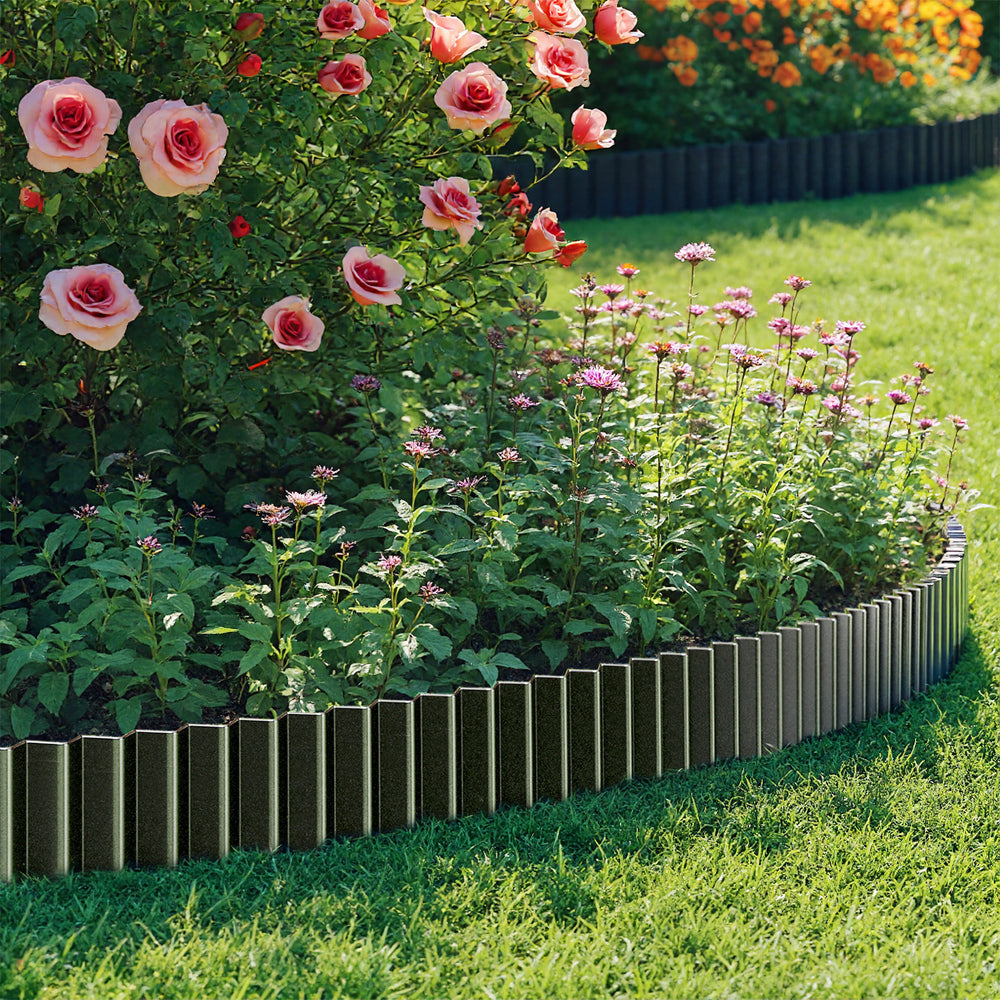Livsip Garden Edging 20mx15cm Lawn Edge Border Fence Steel Black-Garden Bed-PEROZ Accessories