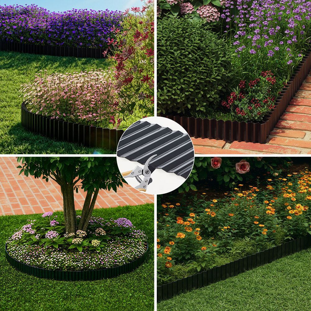 Livsip Garden Edging 20mx15cm Lawn Edge Border Fence Steel Black-Garden Bed-PEROZ Accessories