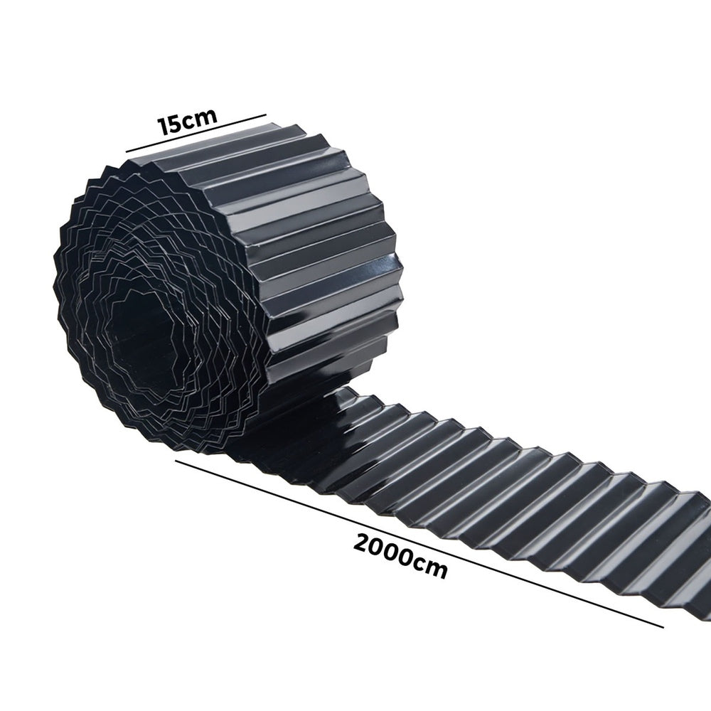 Livsip Garden Edging 20mx15cm Lawn Edge Border Fence Steel Black-Garden Bed-PEROZ Accessories