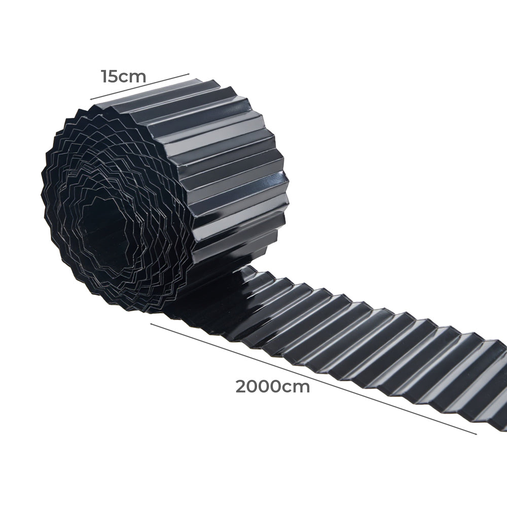 Livsip Garden Edging 20mx15cm Lawn Edge Border Fence Steel Black-Garden Bed-PEROZ Accessories