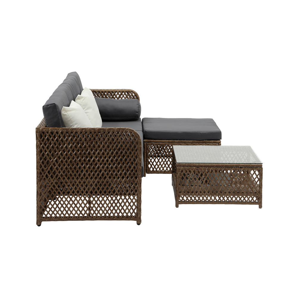 Livsip Outdoor Furniture Lounge Setting 4 Seater Wicker Sofa Set-Outdoor Sofa Set-PEROZ Accessories