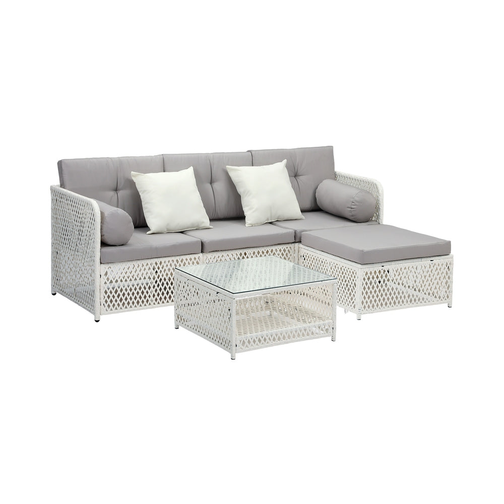 Livsip Outdoor Furniture Sofa Set 5PCS Wicker Lounge Setting-Outdoor Sofa Set-PEROZ Accessories