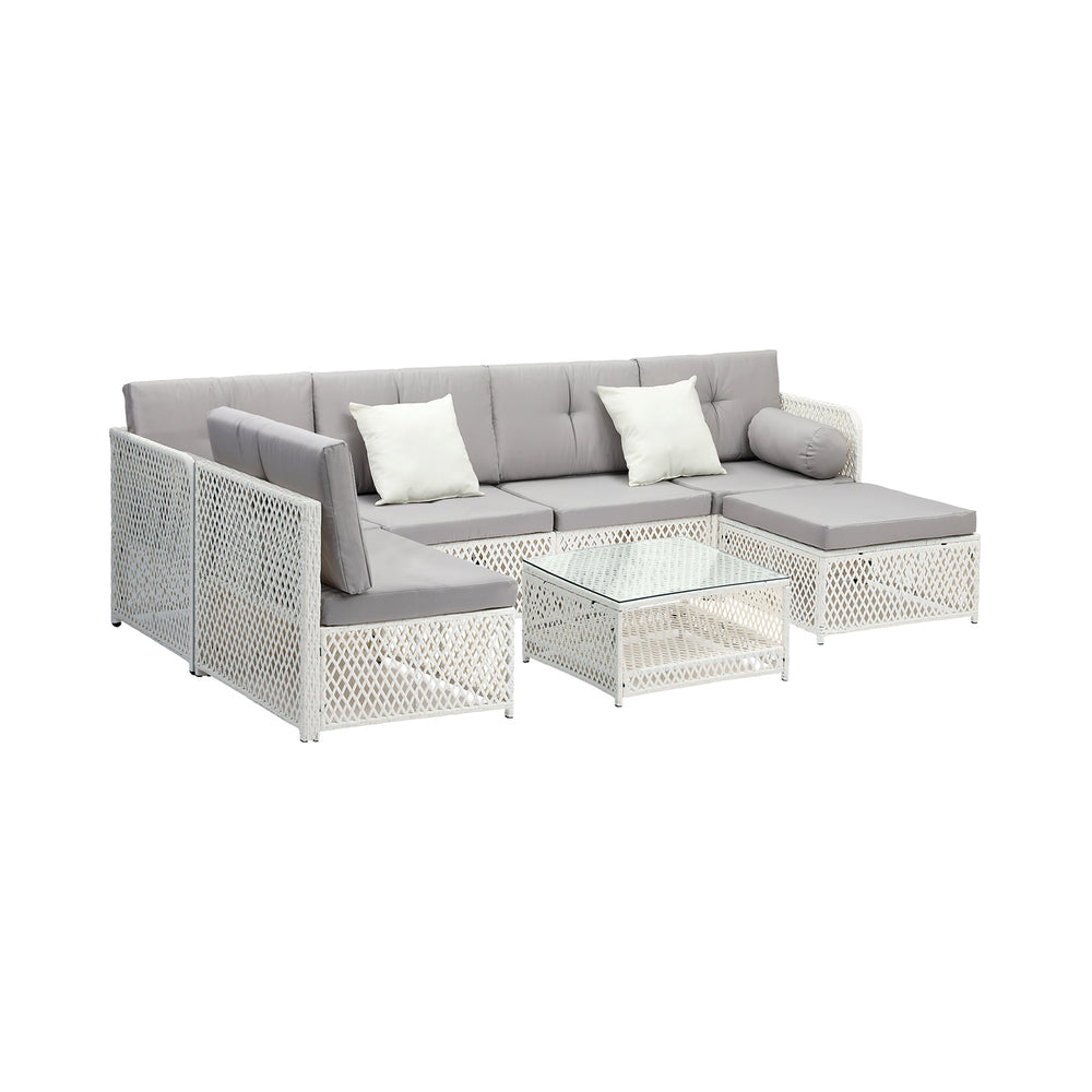 Livsip Outdoor Furniture Sofa Set 7-Piece Wicker Lounge Setting-Outdoor Sofa Set-PEROZ Accessories