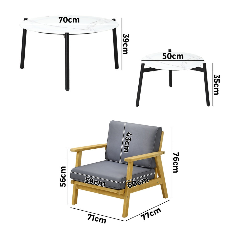 Livsip Outdoor Lounge Set 2pc White Coffee Side Table Sets with Chairs-Outdoor Patio Set-PEROZ Accessories