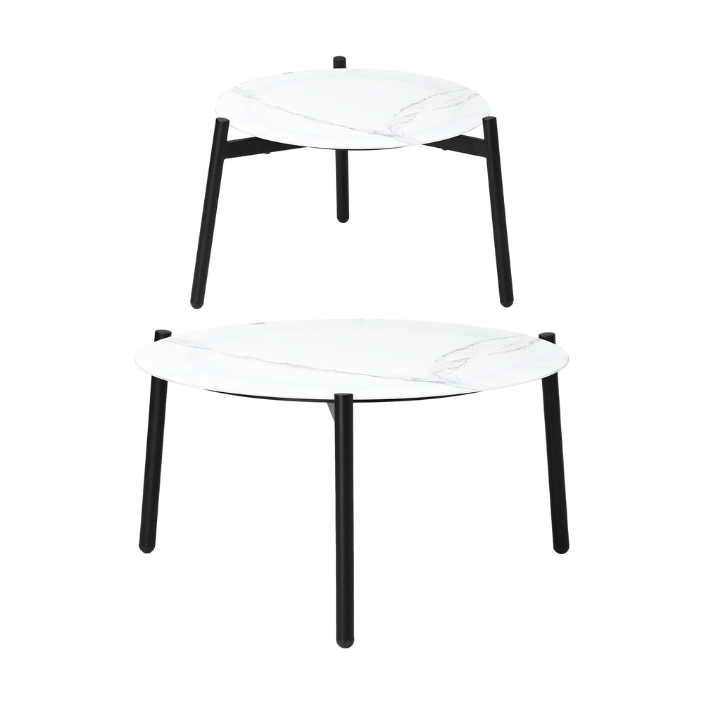 Livsip Outdoor Lounge Set 2pc White Coffee Side Table Sets with Chairs-Outdoor Patio Set-PEROZ Accessories