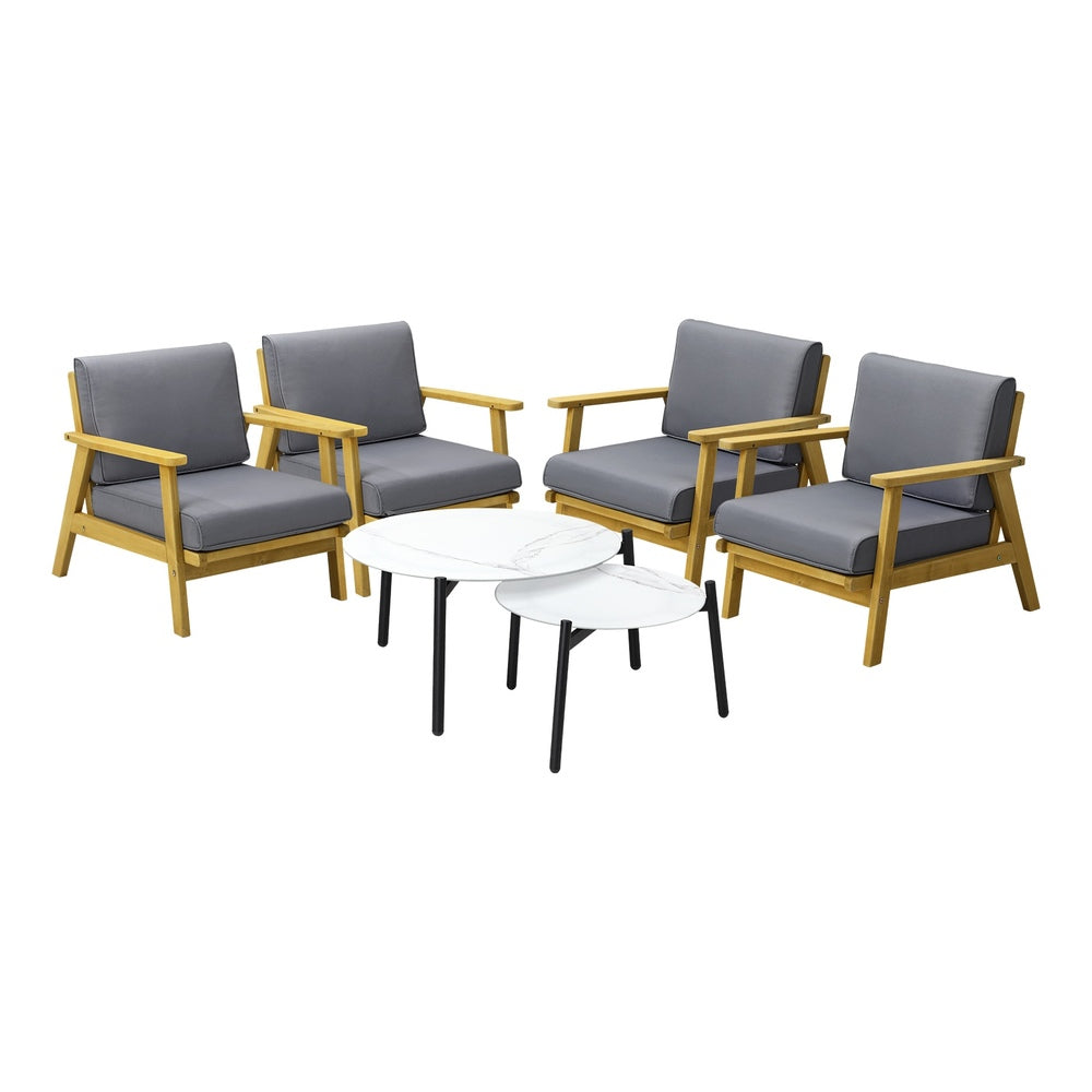 Livsip Outdoor Lounge Set 2pc White Coffee Side Table Sets with Chairs-Outdoor Patio Set-PEROZ Accessories