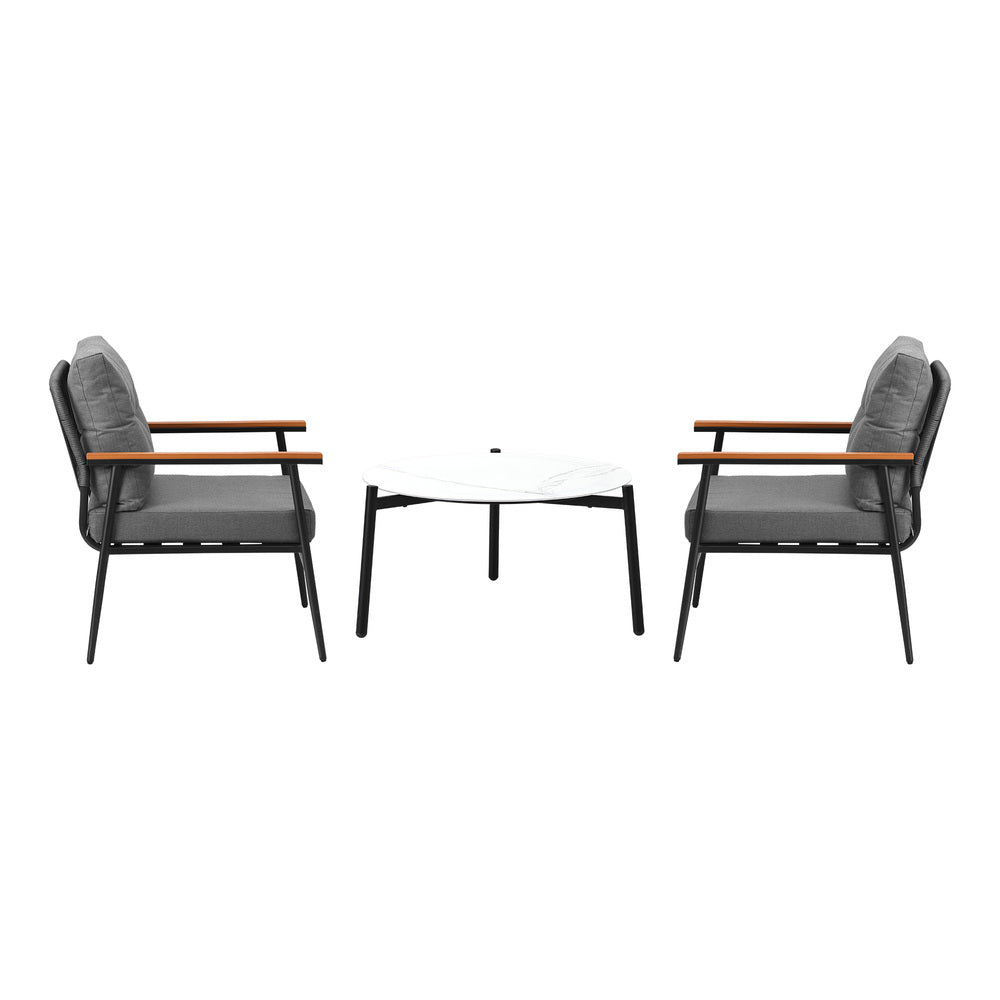 Livsip Outdoor Patio Set 70cm Table with 2 Armchairs-Outdoor Patio Set-PEROZ Accessories