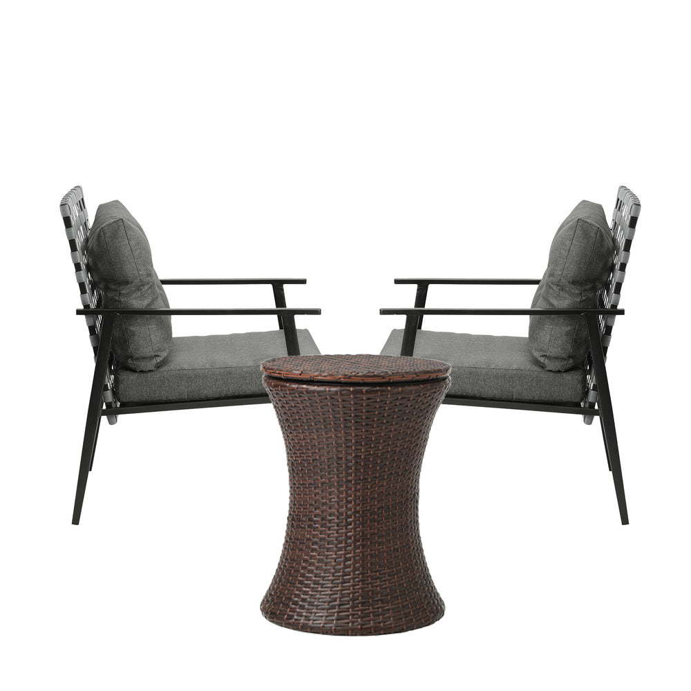 Livsip Outdoor Patio Set Ice Bucket Brown Table 2 Seater Bistro Set-Outdoor Patio Set-PEROZ Accessories