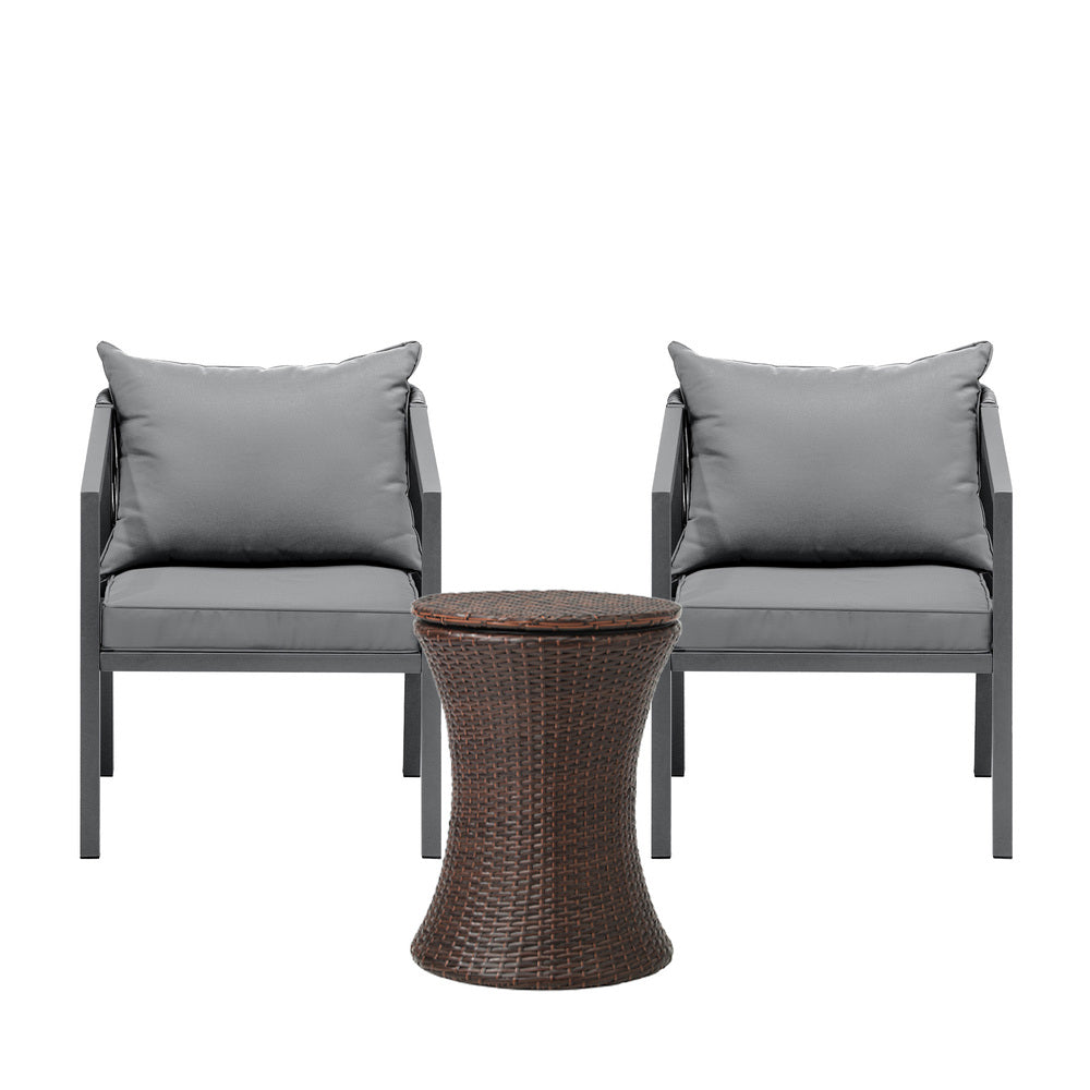 Livsip Outdoor Patio Set Ice Bucket Brown Table Bistro Setting 3pcs-Outdoor Patio Set-PEROZ Accessories