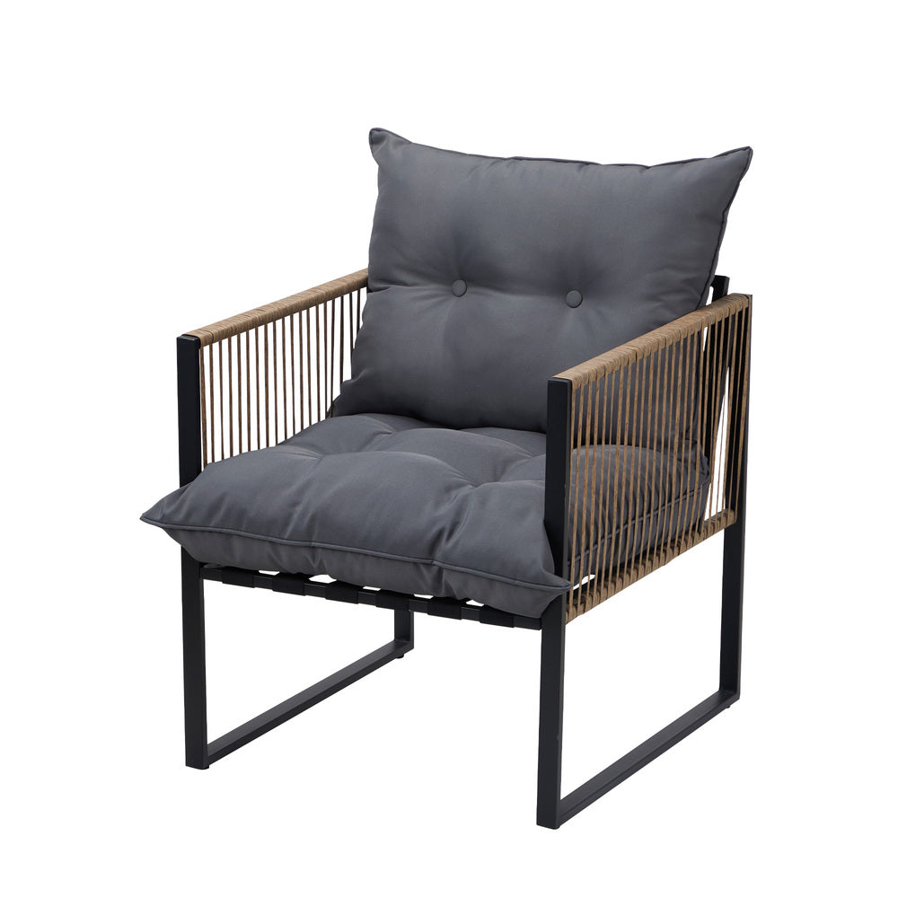 Livsip Outdoor Patio Set Ice Bucket Brown Table Rattan Bistro Set 3pcs-Outdoor Patio Set-PEROZ Accessories