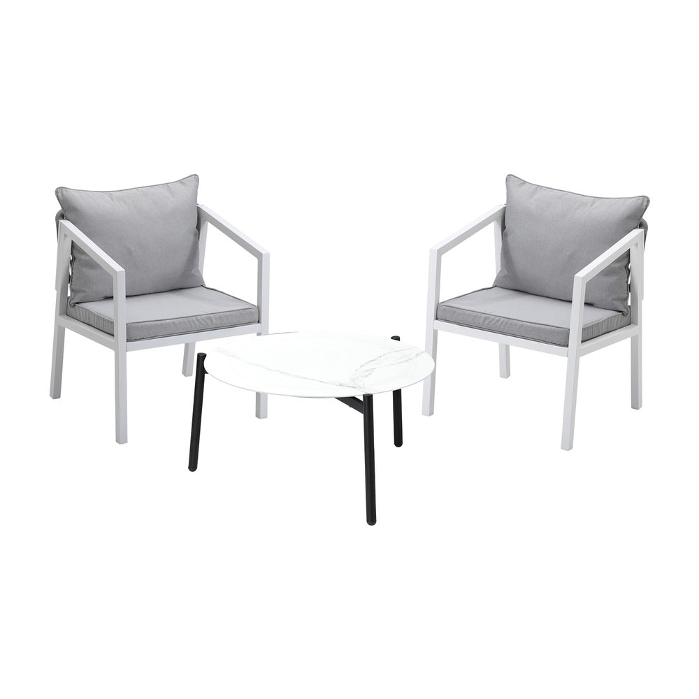 Livsip Outdoor Patio Set White 70cm Coffee Table and Chairs-Outdoor Patio Set-PEROZ Accessories