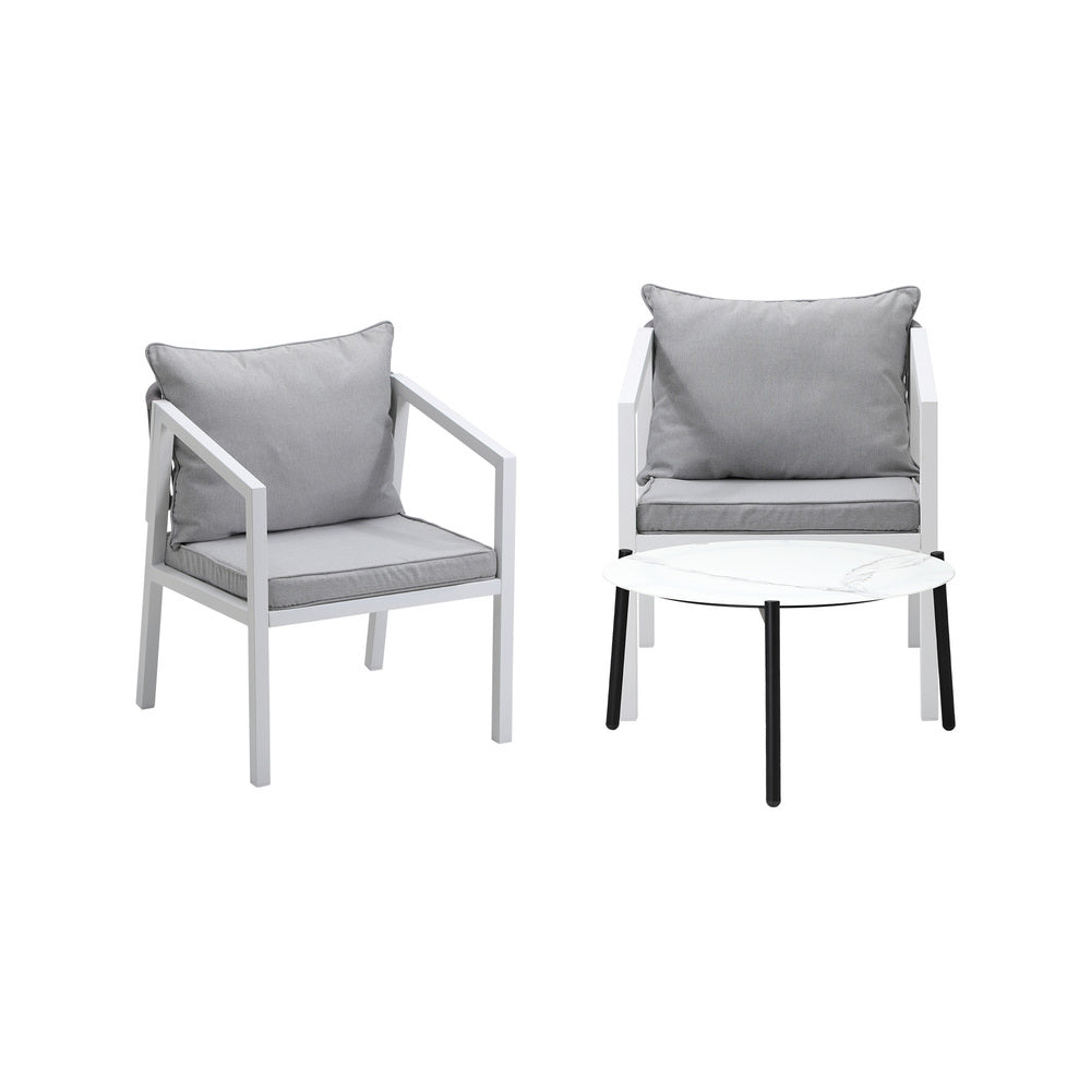 Livsip Outdoor Patio Set White 70cm Coffee Table and Chairs-Outdoor Patio Set-PEROZ Accessories
