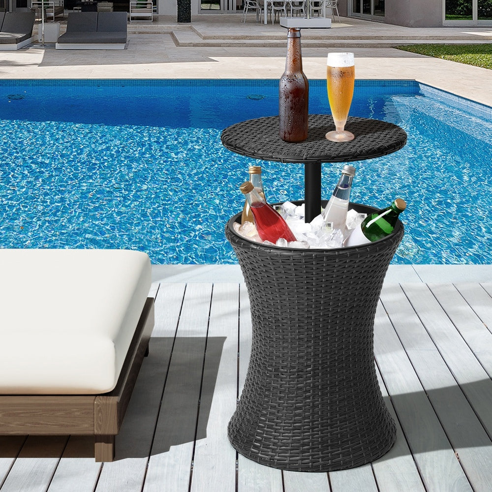 Livsip Rattan Cooler Ice Bucket Table Storage Black-Drink Cooler-PEROZ Accessories