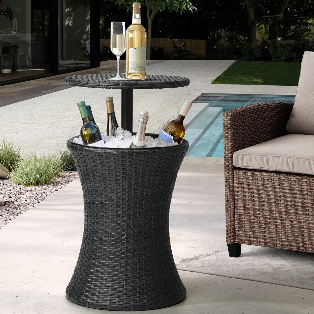Livsip Rattan Cooler Ice Bucket Table Storage Black-Drink Cooler-PEROZ Accessories