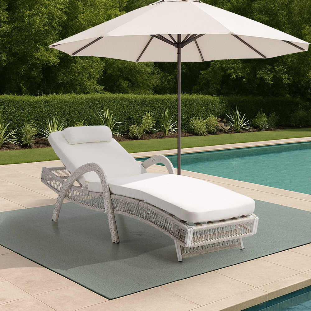 Livsip Sun Lounge Wicker Bed Outdoor Patio Furniture Beige-Sun Lounge-PEROZ Accessories