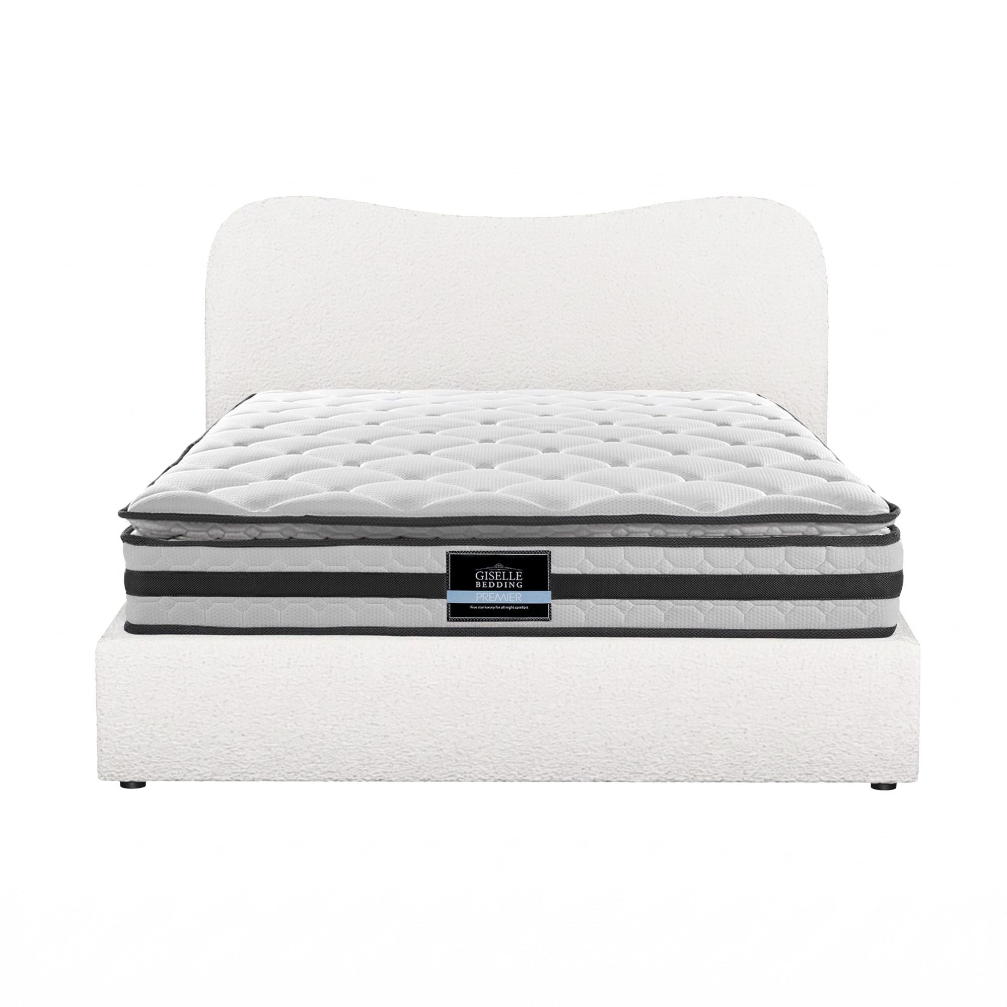 Giselle 21cm Bonnell Pillow Top Mattress Artiss Double Boucle Bed Frame Set