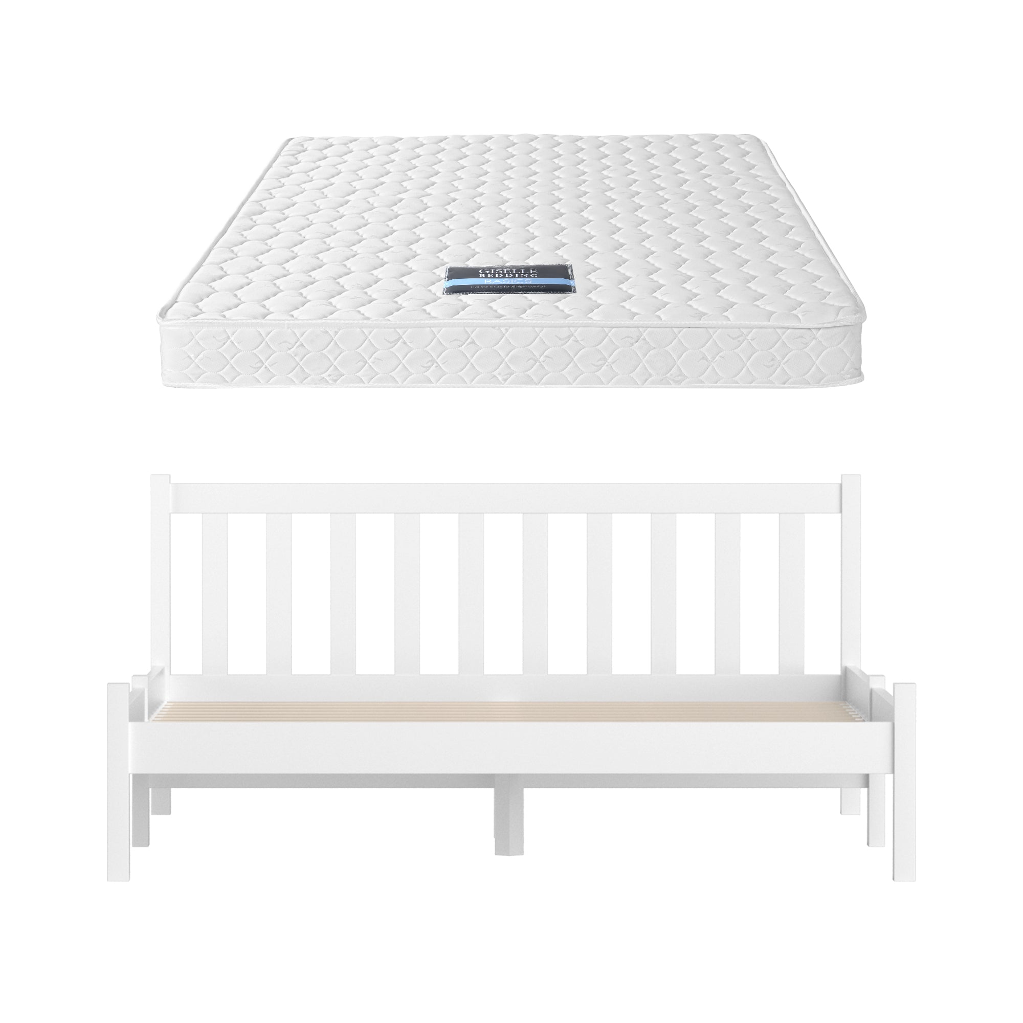Giselle Double Mattress with Artiss Wooden Bed Frame Natural Pine Timber Base-Furniture > Mattresses > Double Mattress-PEROZ Accessories