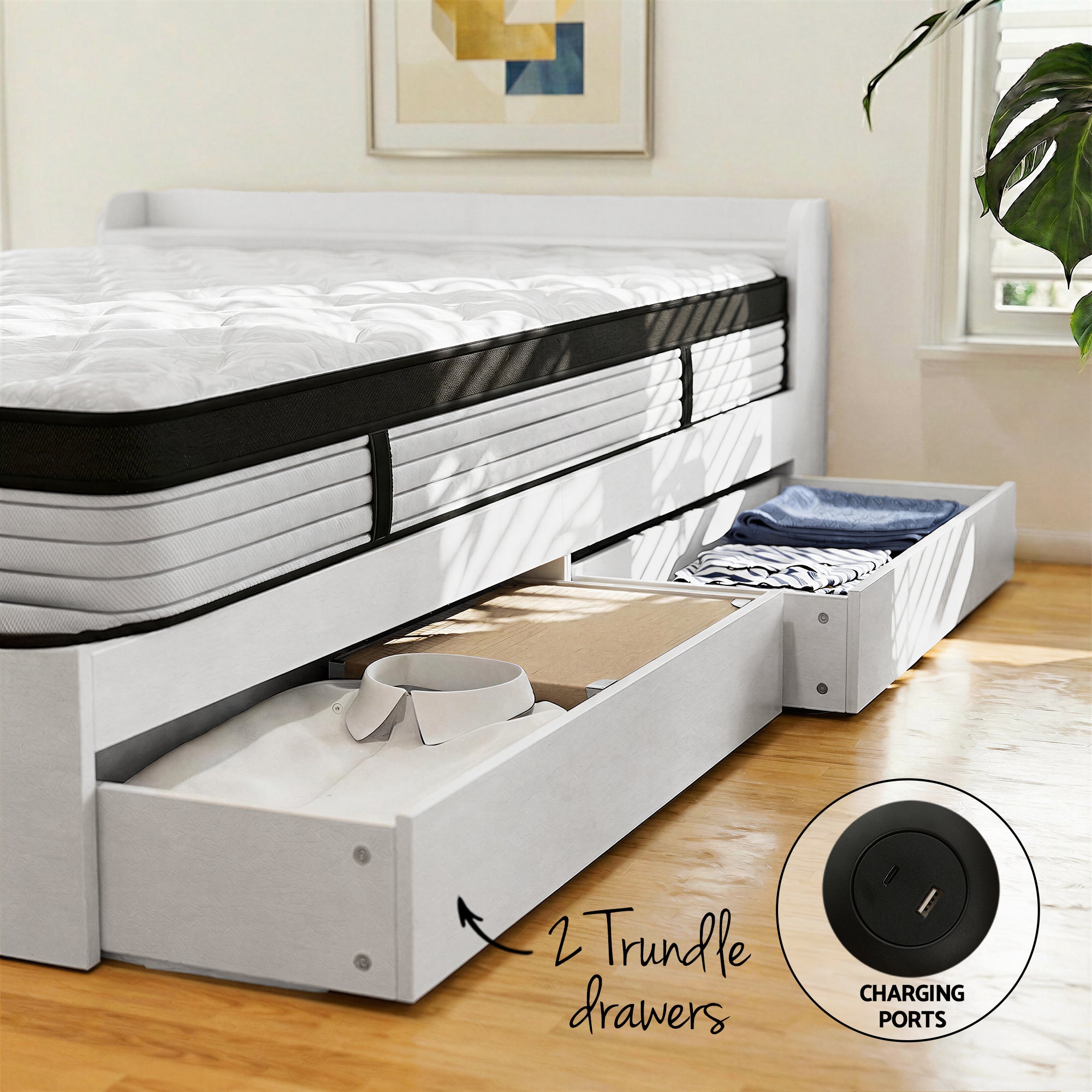 Giselle Single Mattress 5-zone Pocket Spring Mattresses with Artiss Wooden Storage Bed Frame Set-Furniture > Mattresses > Single Mattress-PEROZ Accessories