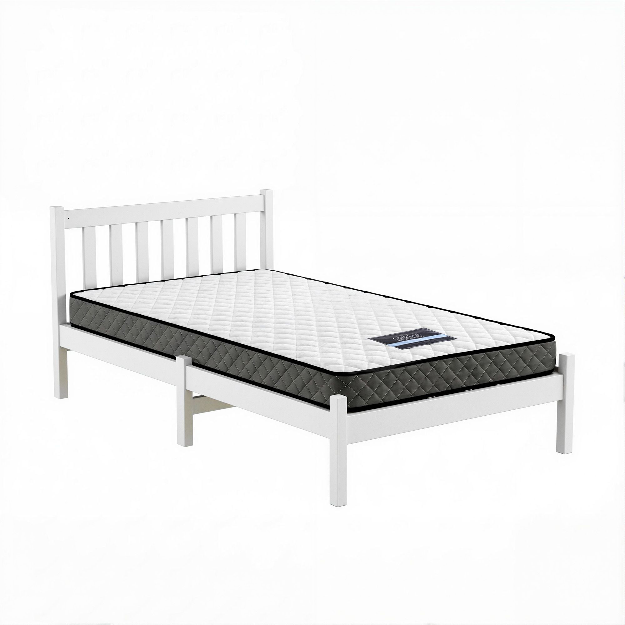 Giselle Single Mattress and Artiss Bed Frame Set White Solid Pine with 16cm Mattress-Furniture > Mattresses > Single Mattress-PEROZ Accessories